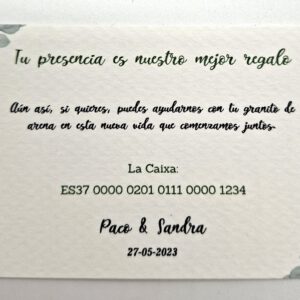 Tarjeta número de cuenta