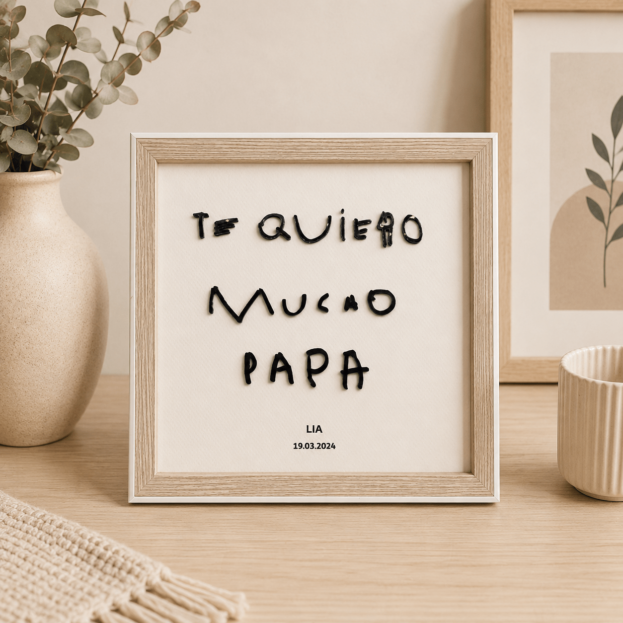 Cuadro te quiero mucho papa escrito por tu hijo/a