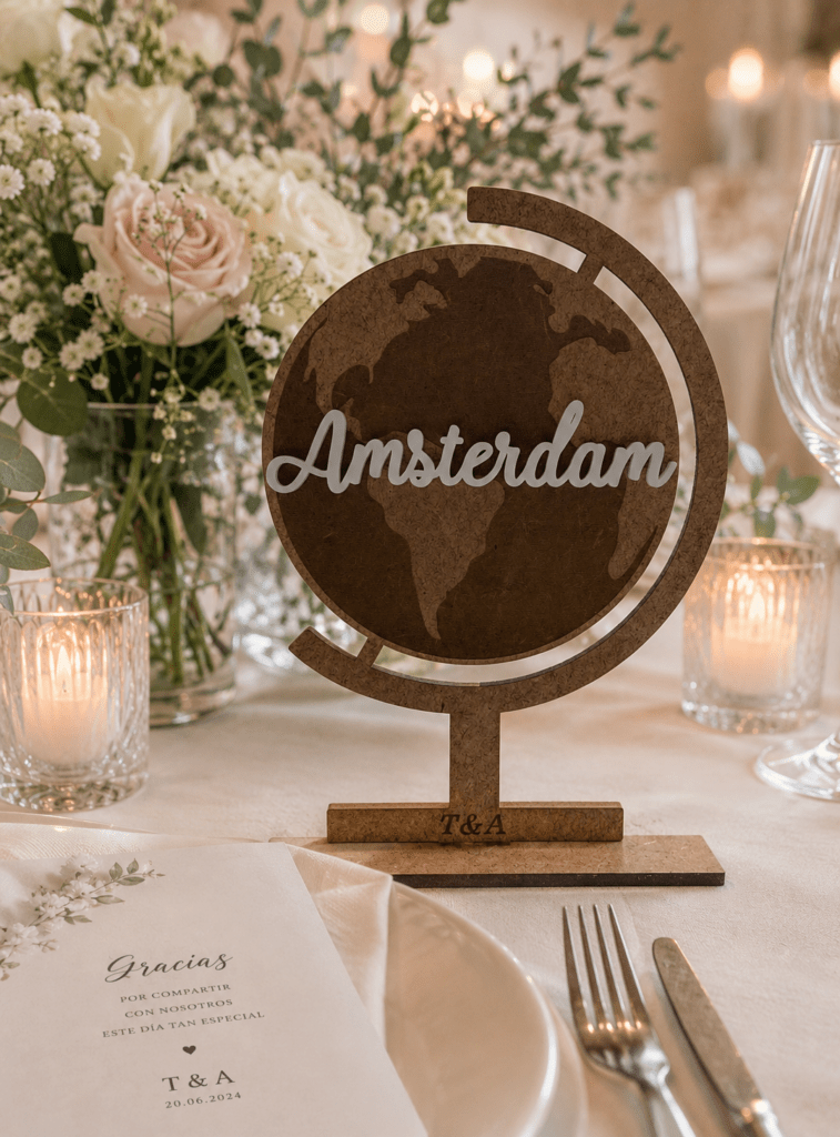 Placas mundo por países en metacrilato para mesas en MD
