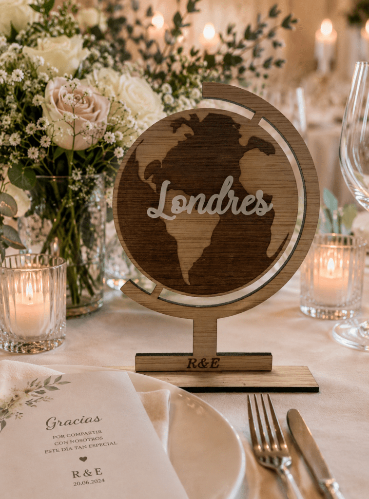 Placas mundo por países en metacrilato para mesas en calabó