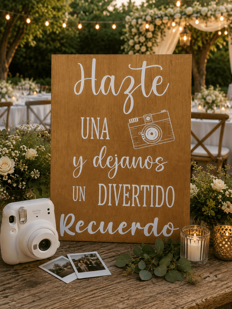 Cartel para que los invitados de tu boda se hagan fotos.