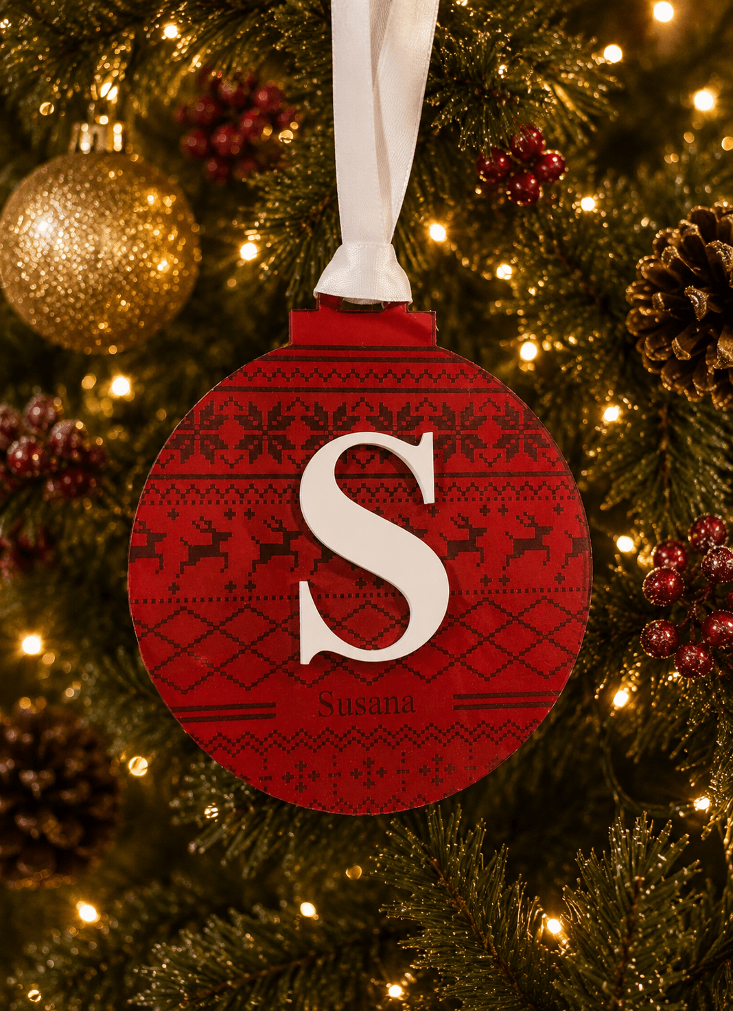Bola estampado navideño en metacrilato