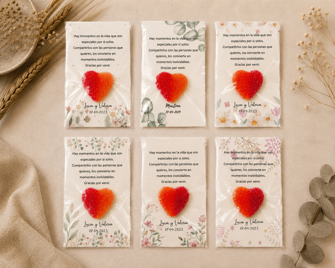 Tarjetas de agradecimiento corazón