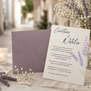 Invitaciones de boda lavanda