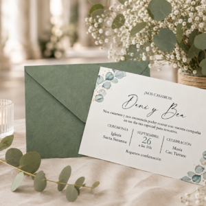 Invitaciones de boda eucalipto