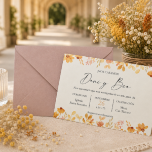 Invitaciones de boda flores secas