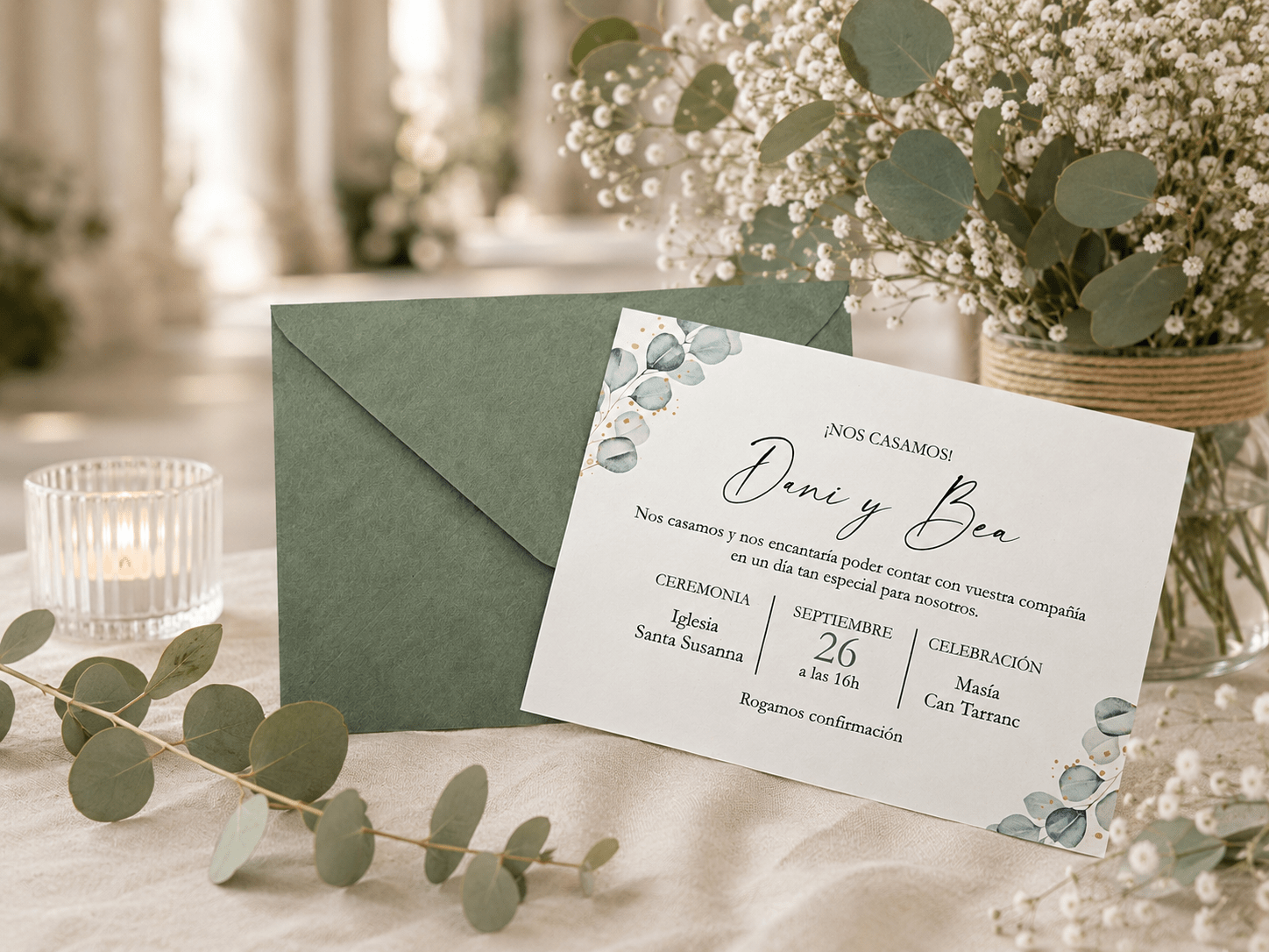 Invitaciones de boda eucalipto