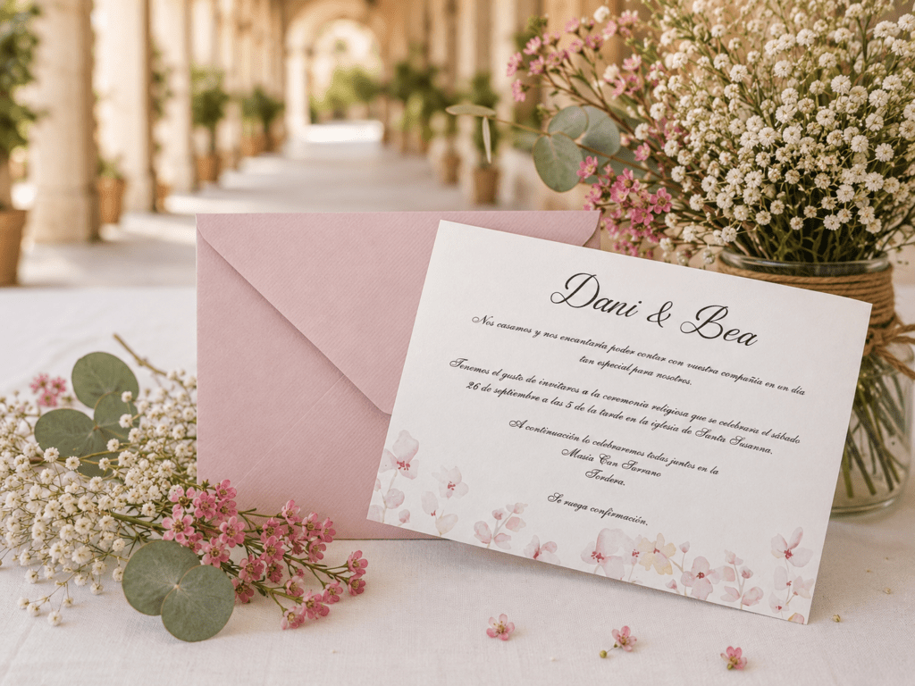 Invitaciones de boda flores rosas