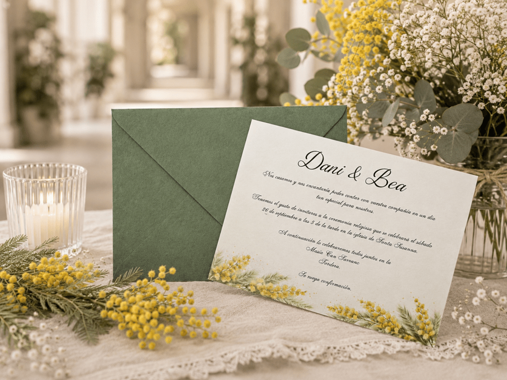 Invitaciones de boda mimosa